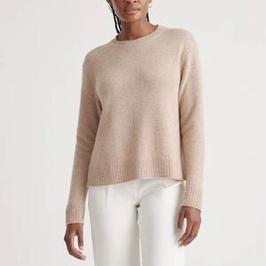 Quince Mongolian Cashmere Boxy Crewneck Sweater Oatmeal S Oversized Roll neck